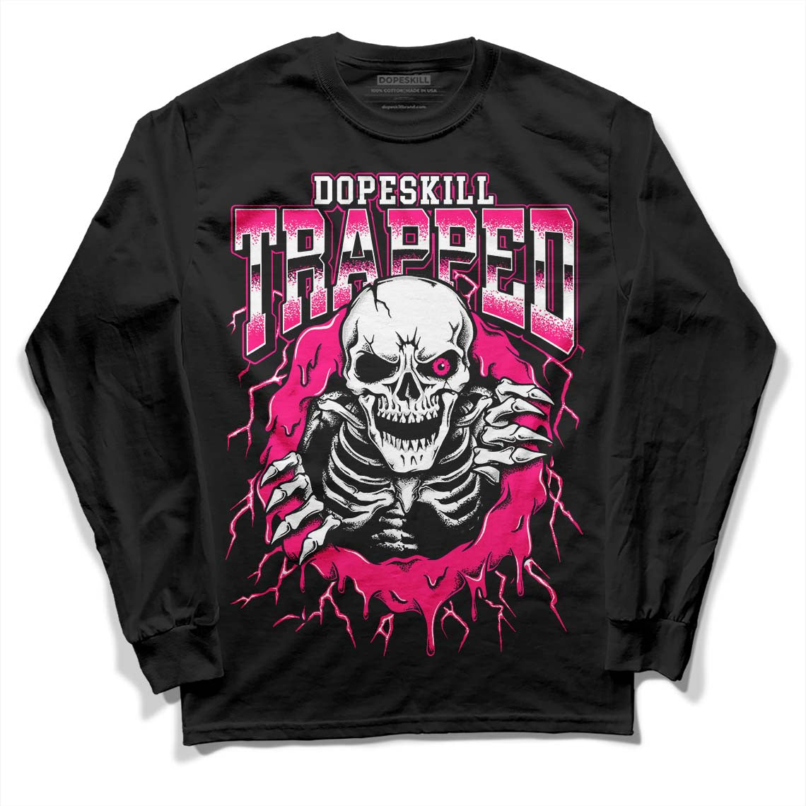 Fierce Pink 1s DopeSkill Long Sleeve T-Shirt Trapped Halloween Graphic