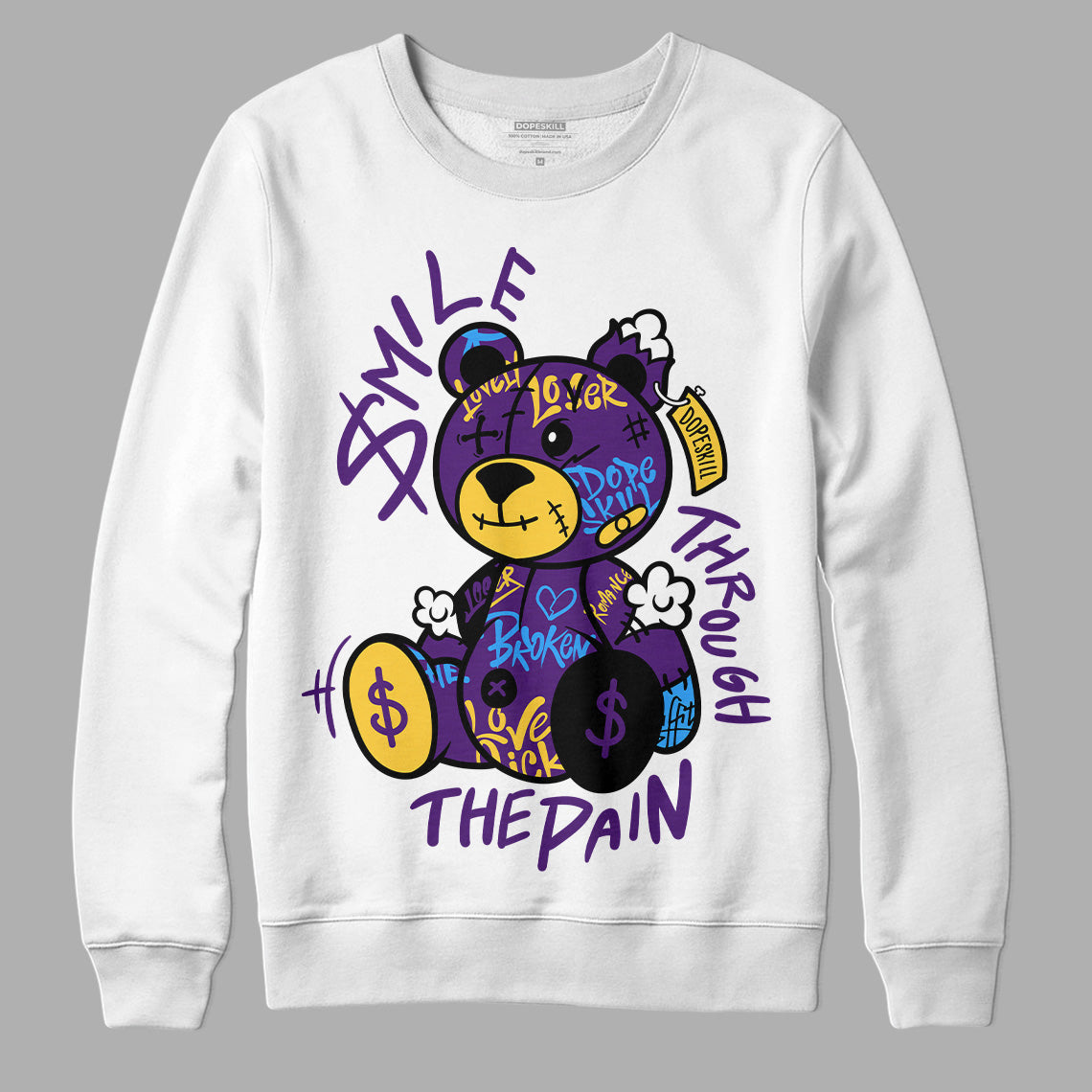 Field Purple 12s DopeSkill Sweatshirt Smile Through The Pain Graphic