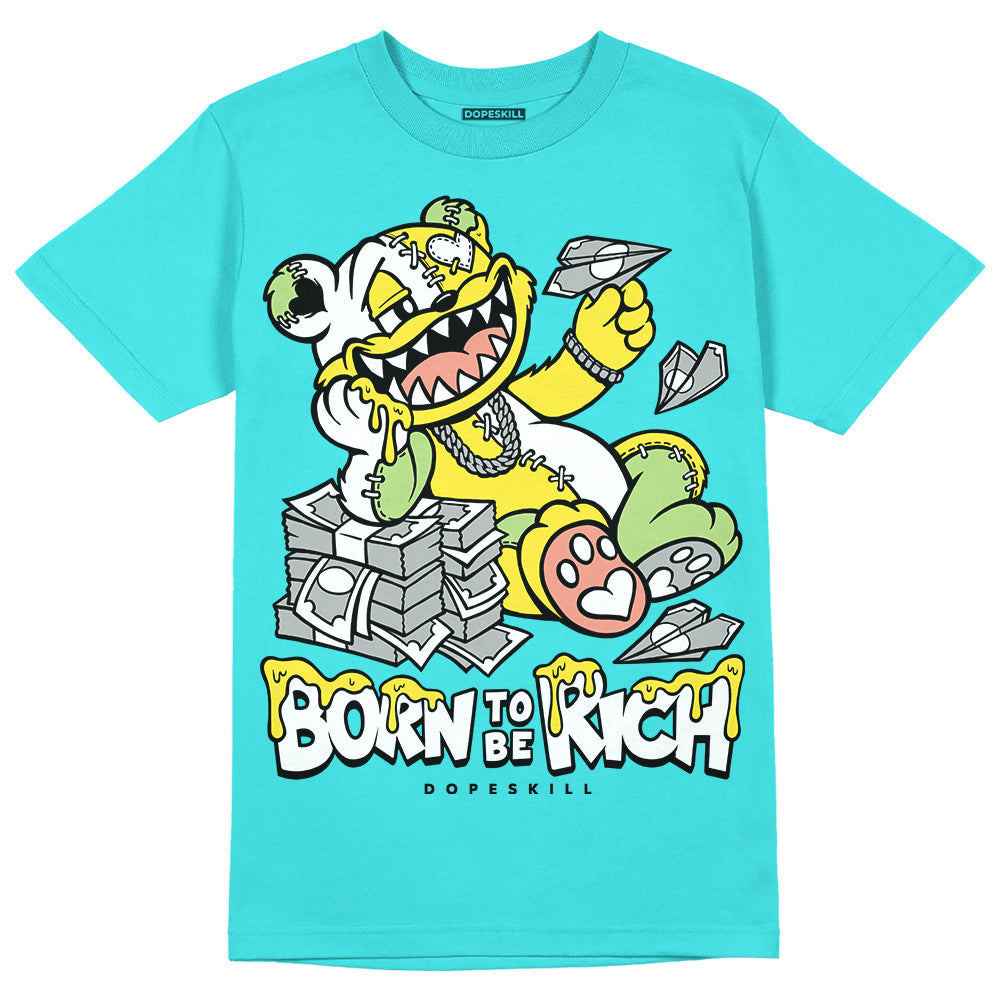 Cyan Burst 9060 DopeSkill Virtual Blue T-Shirt Born To Be Rich Graphic