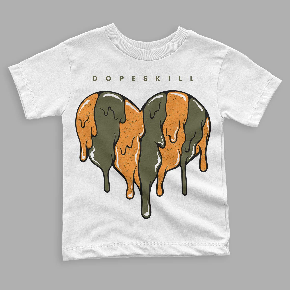 Olive 5s DopeSkill Toddler Kids T-shirt Slime Drip Heart Graphic