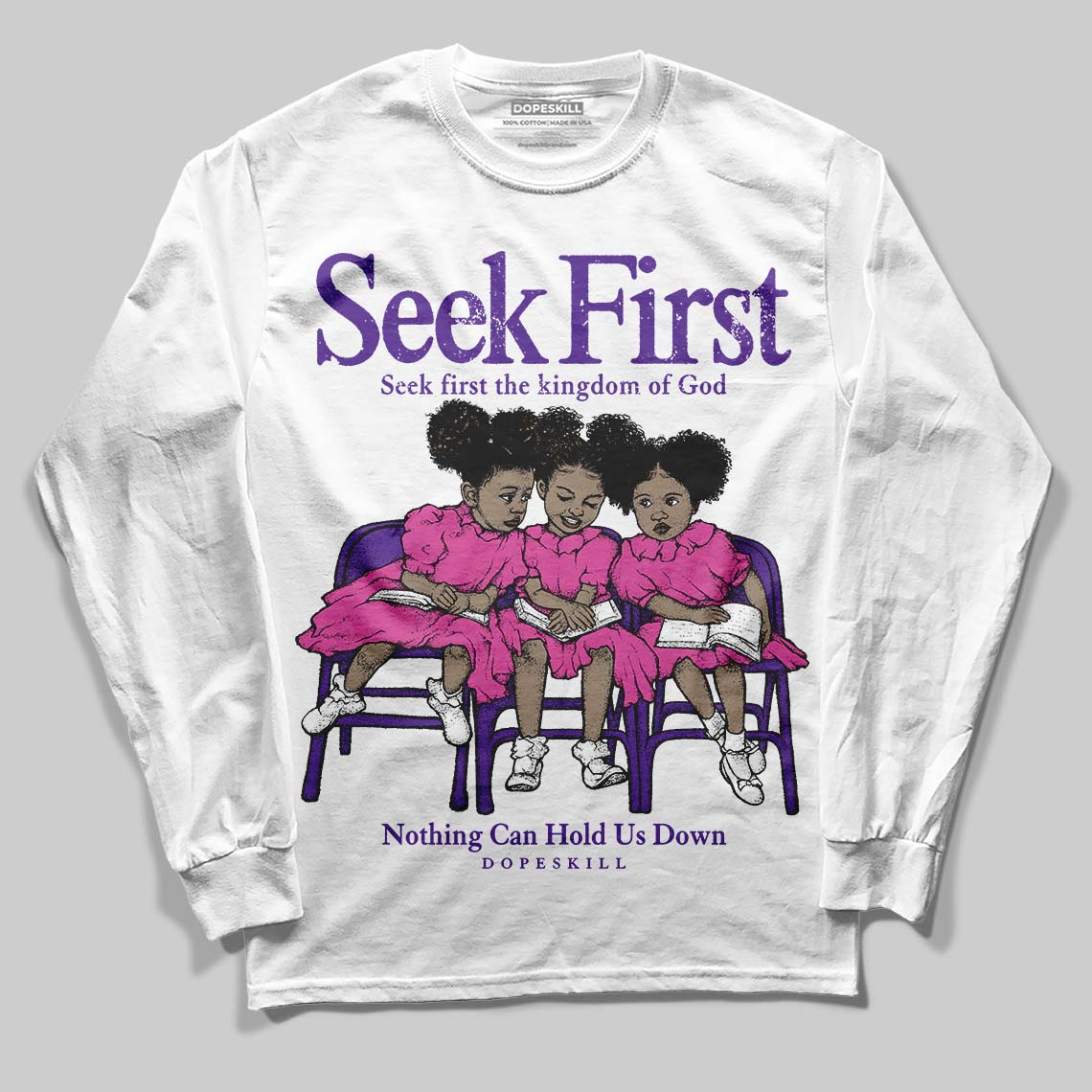 PURPLE Collection DopeSkill Long Sleeve T-Shirt New Seek First Graphic