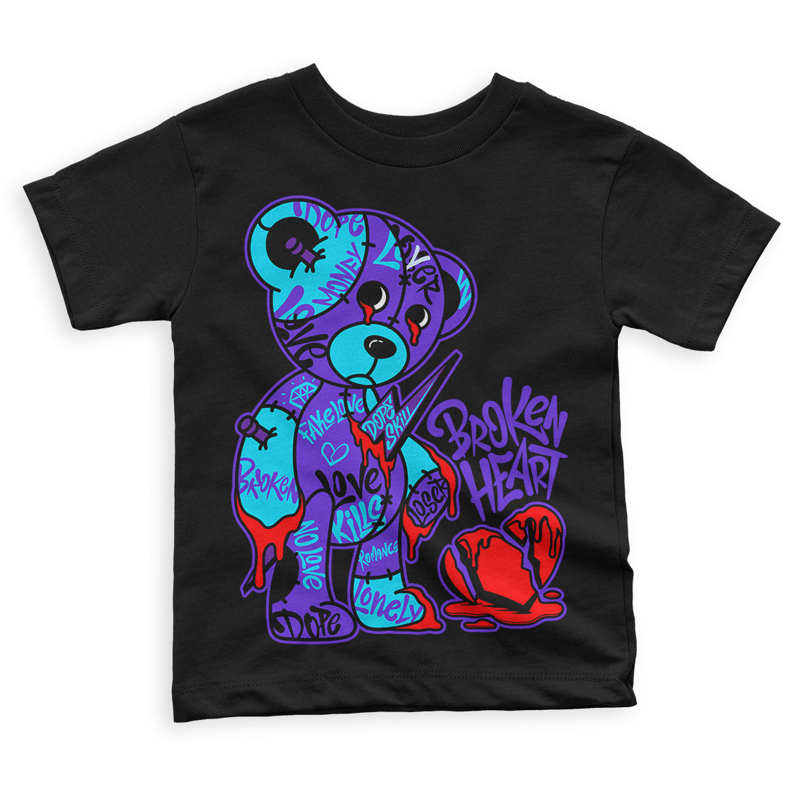 Aqua 6s DopeSkill Toddler Kids T-shirt Broken Heart Graphic