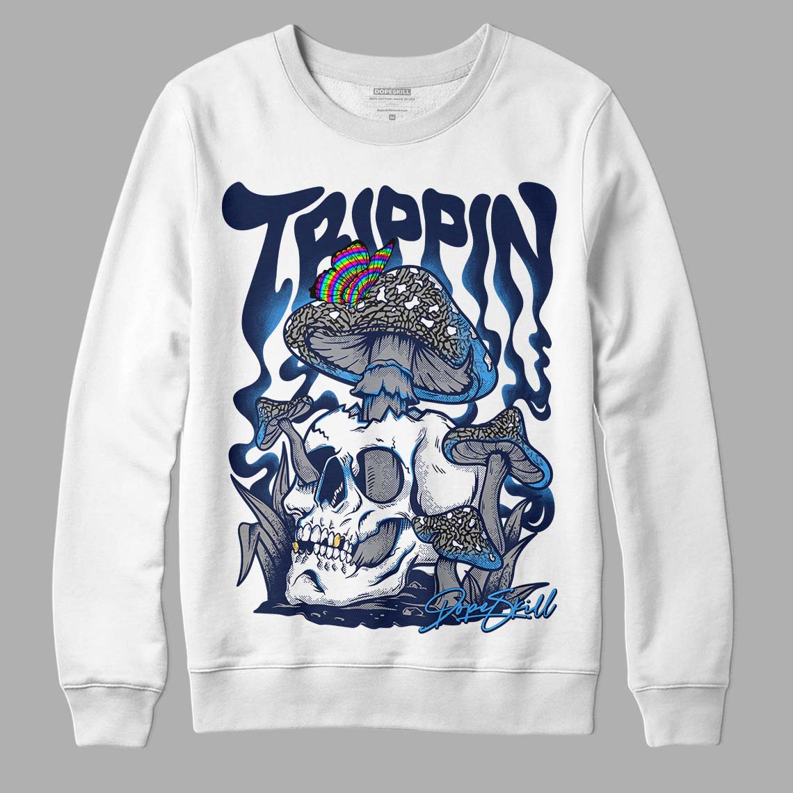 Midnight Navy 3s DopeSkill Sweatshirt Trippin Graphic