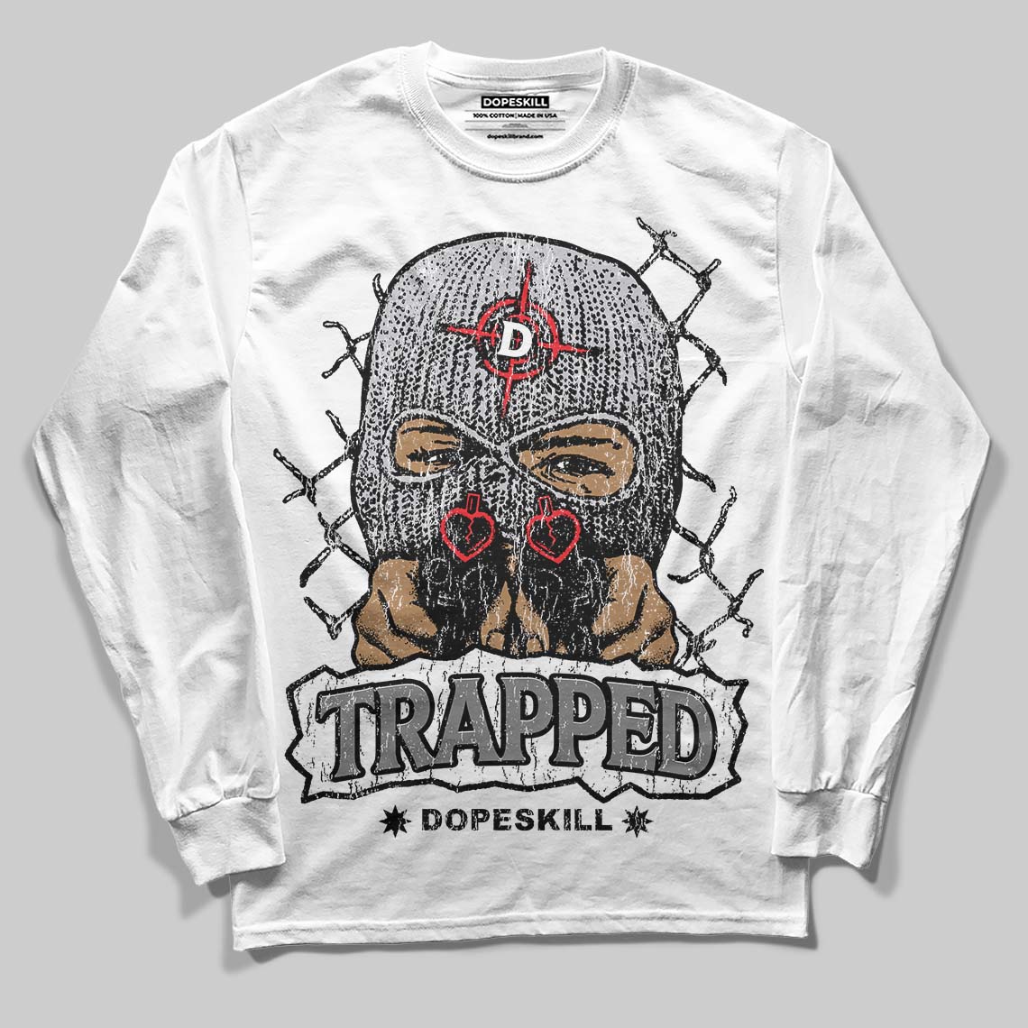 Grey Collection DopeSkill Long Sleeve T-Shirt New Trapped Graphic