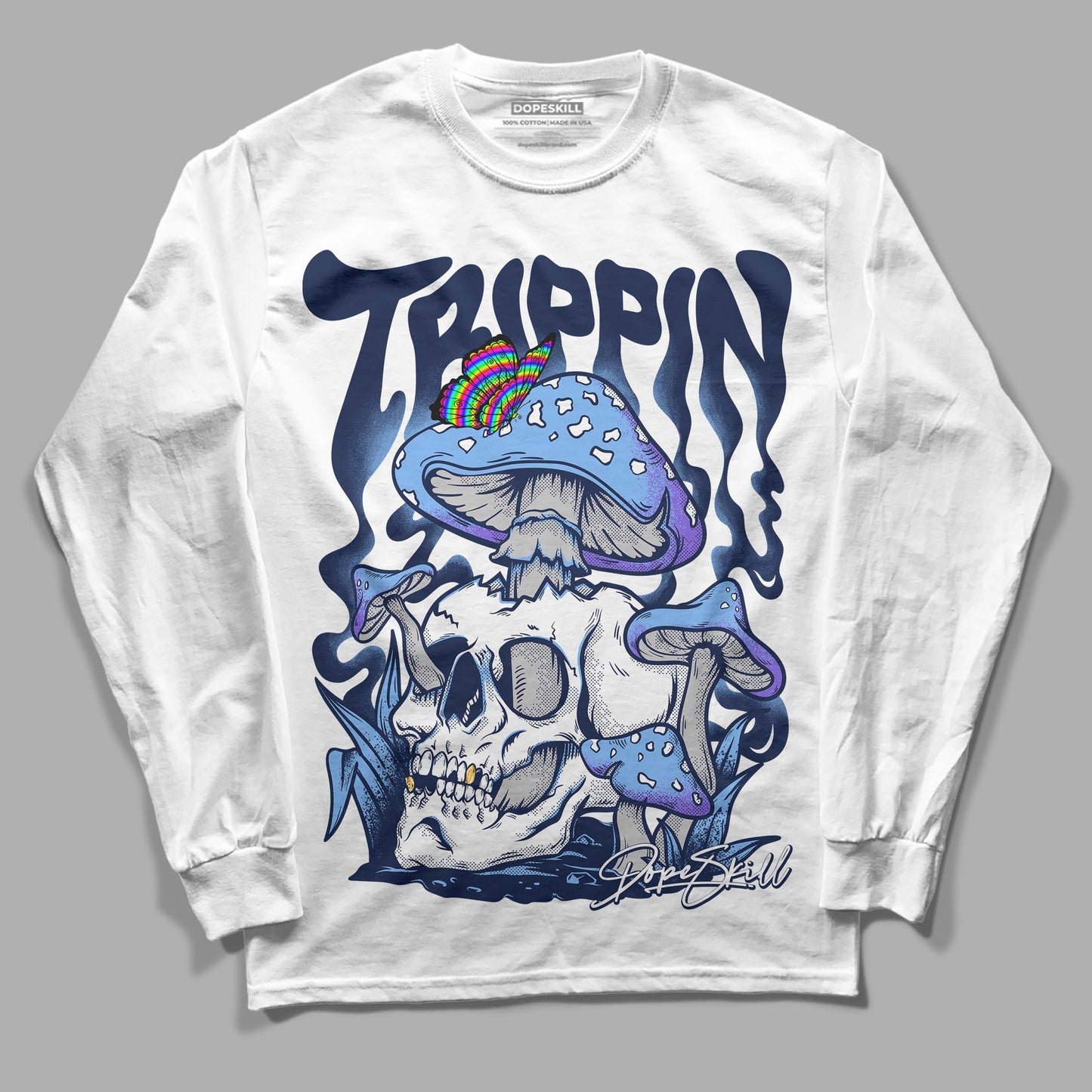 Midnight Navy 5s DopeSkill Long Sleeve T-Shirt Trippin Graphic