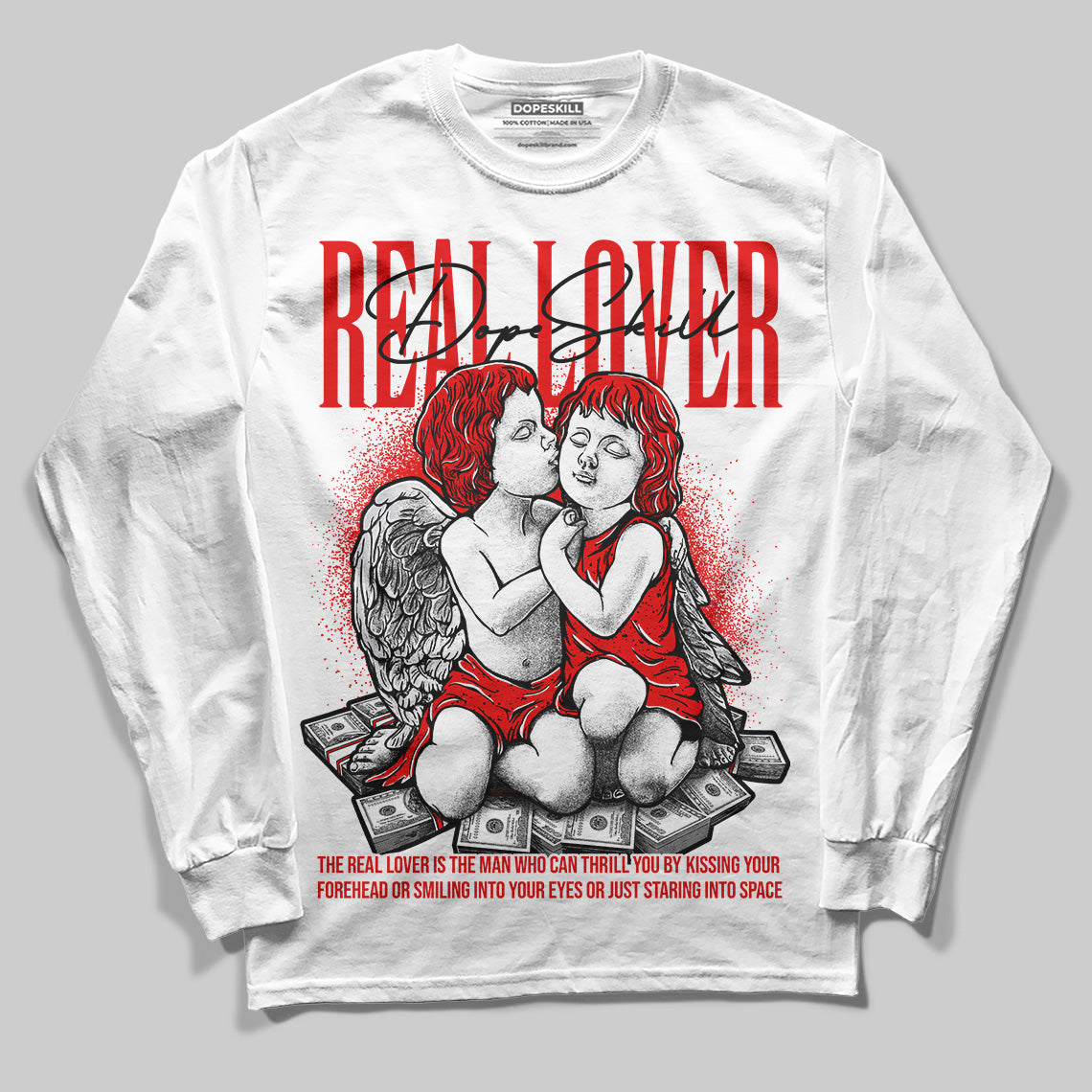 Red Cement 4S DopeSkill Long Sleeve T-Shirt Real Lover Graphic