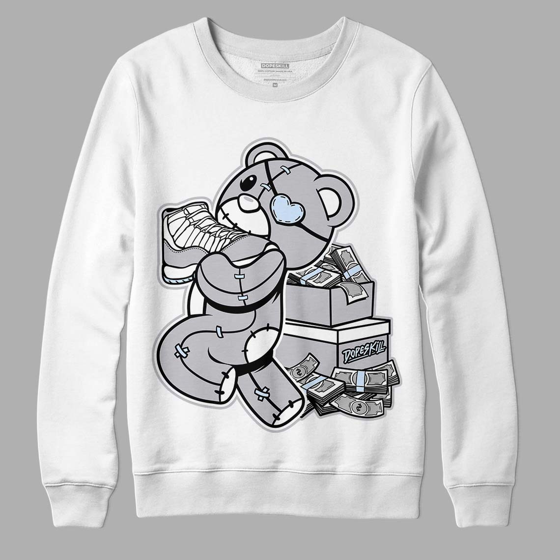 Cement Grey 11s DopeSkill Sweatshirt Bear Steals Sneaker Graphic