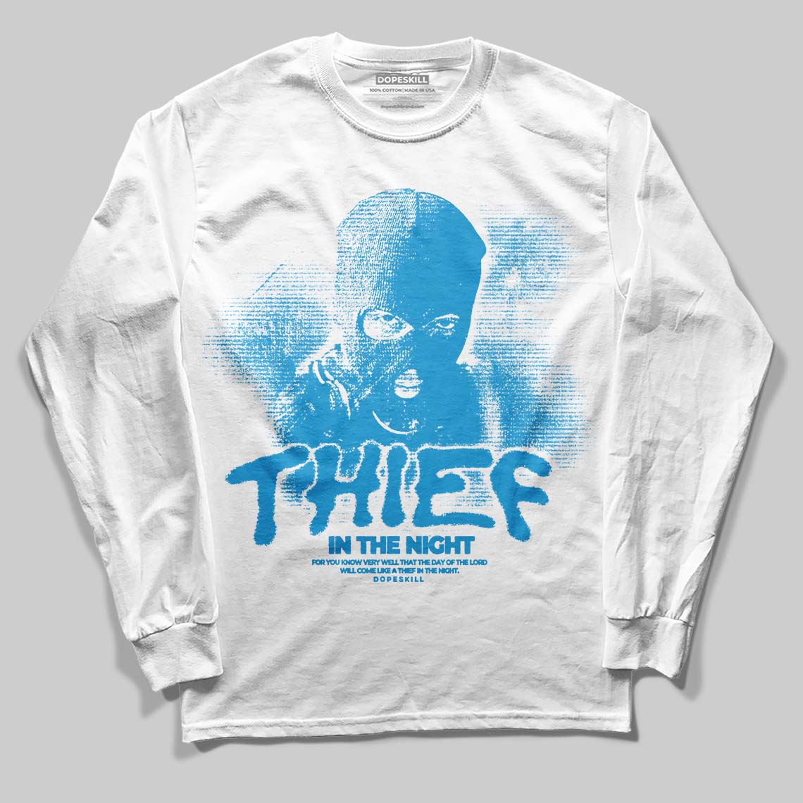 Military Blue 4s DopeSkill Long Sleeve T-Shirt Thief In The Night Graphic