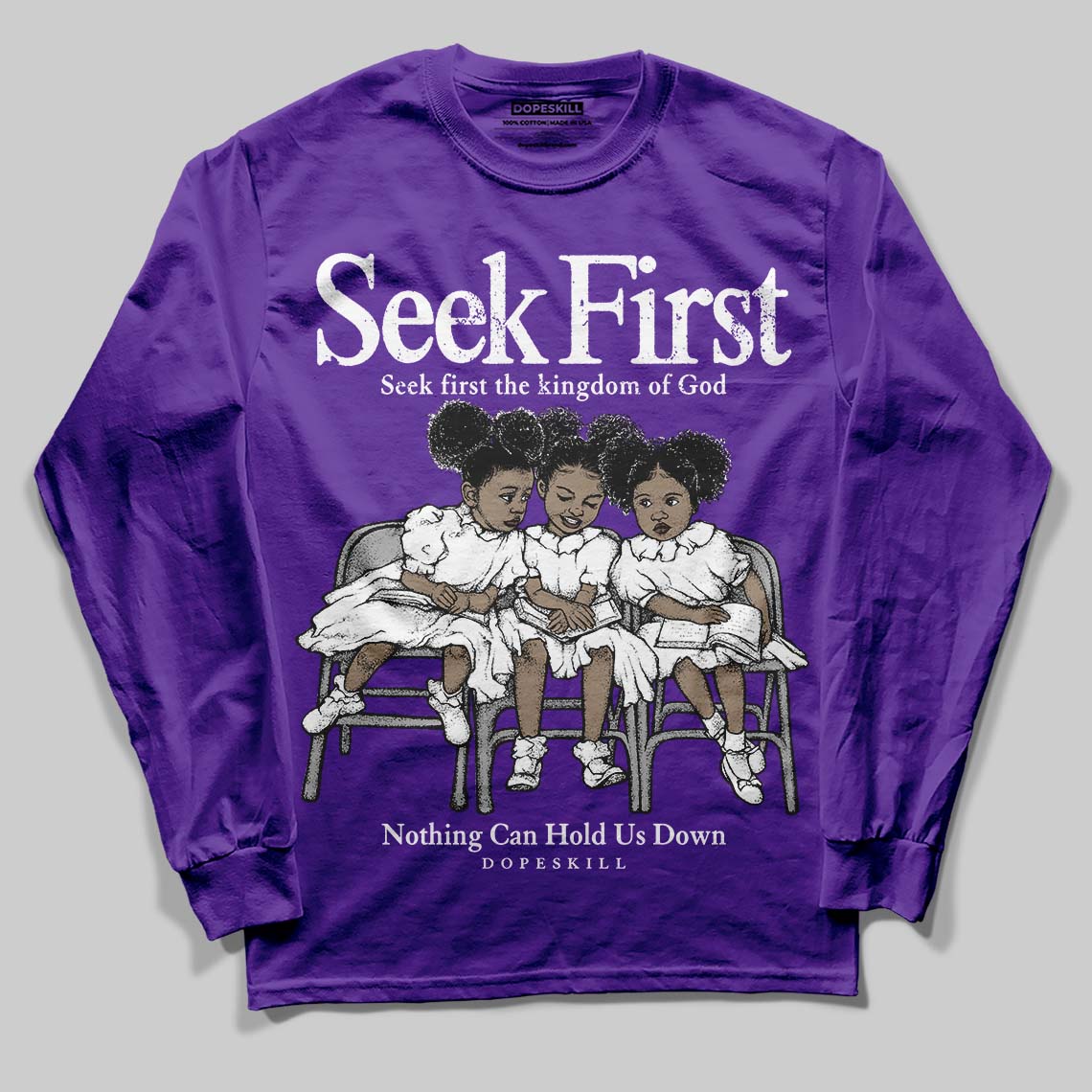 Field Purple 12s DopeSkill Long Sleeve T-Shirt New Seek First Graphic