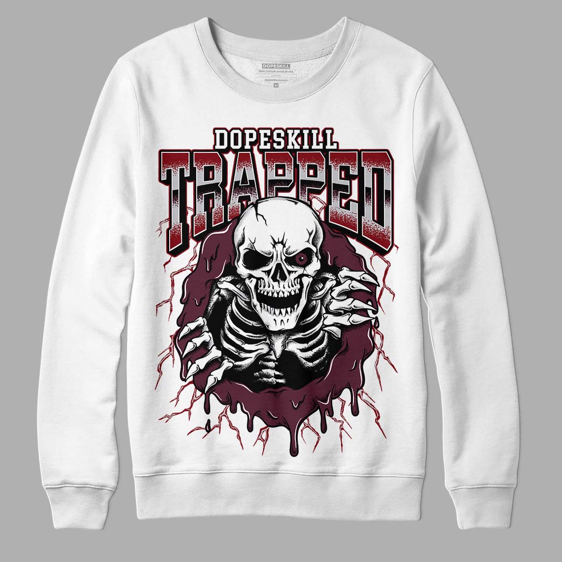 Burgundy 5s DopeSkill Sweatshirt Trapped Halloween Graphic