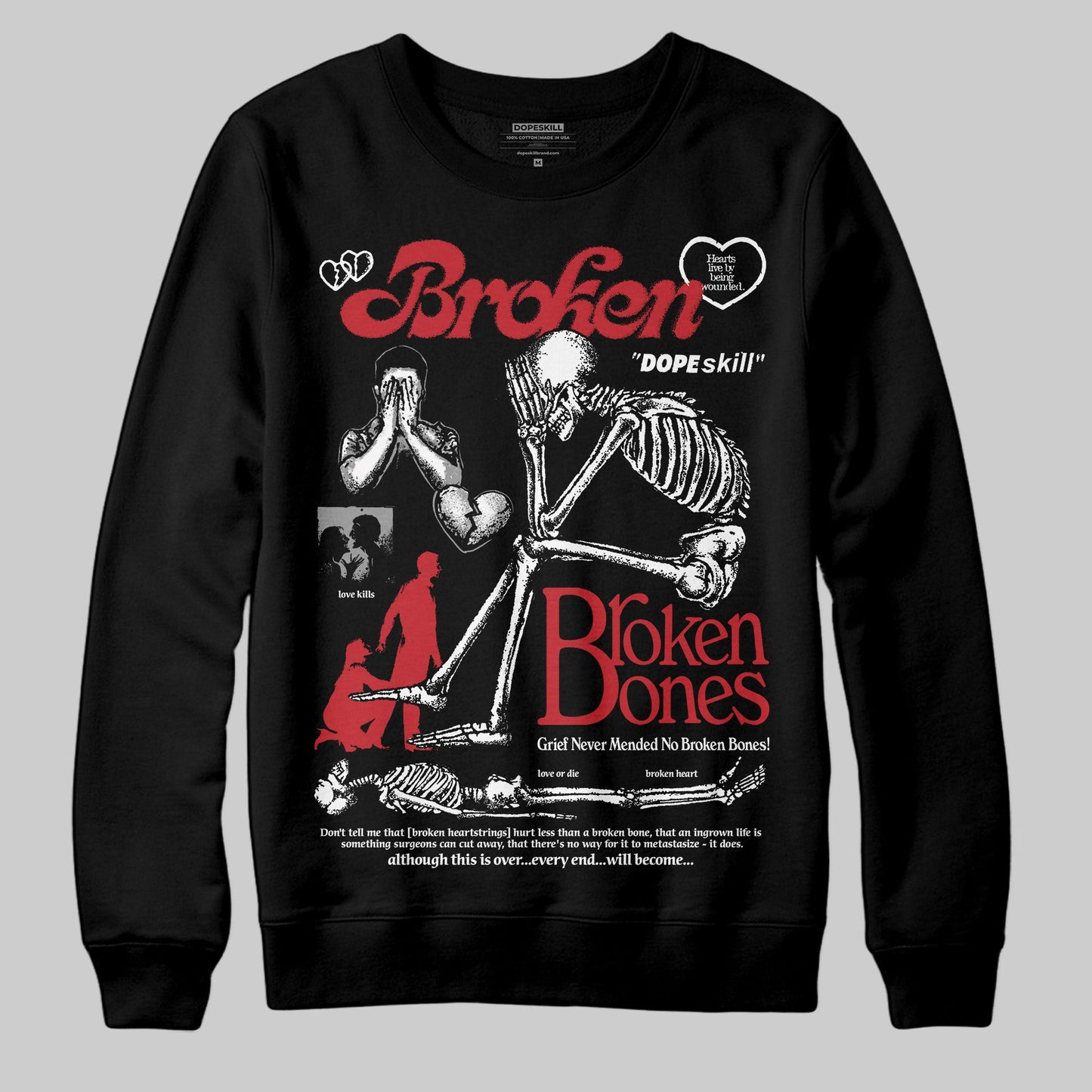 Bred Velvet 11s DopeSkill Sweatshirt Broken Bones Graphic