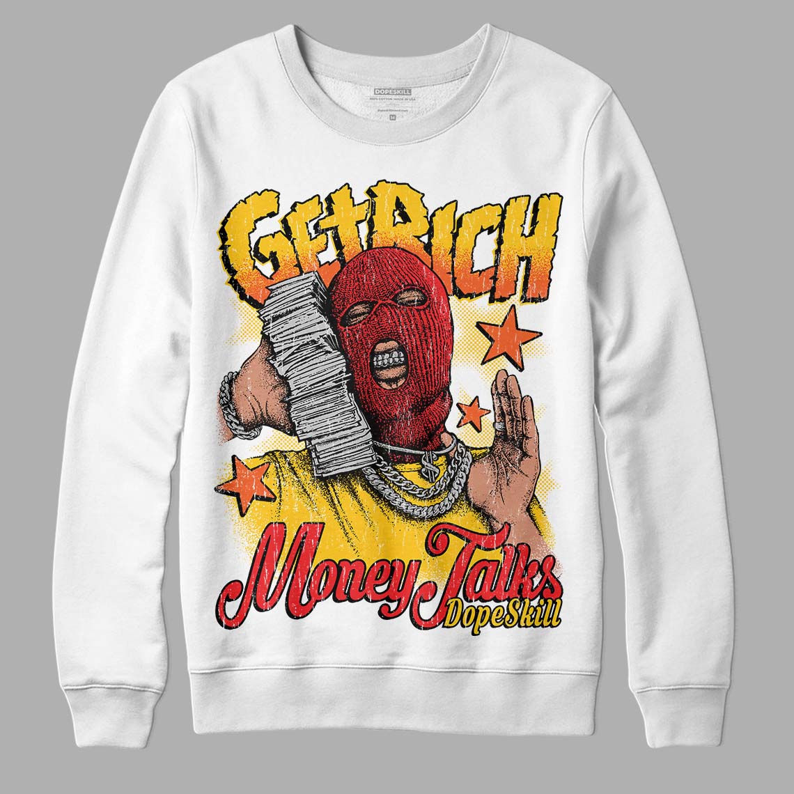 Yellow Collection DopeSkill Sweatshirt Get Rich Graphic