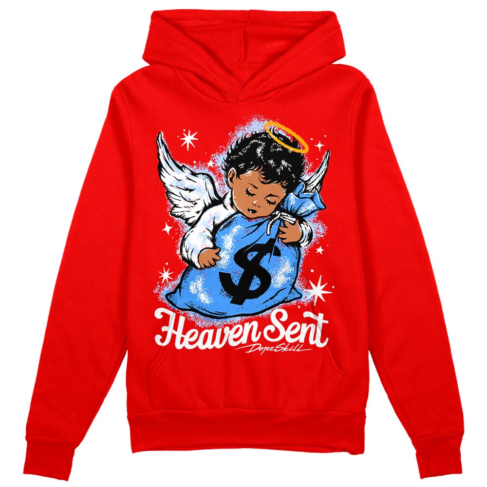 Cherry 11s DopeSkill Varsity Red Hoodie Sweatshirt Heaven Sent Graphic