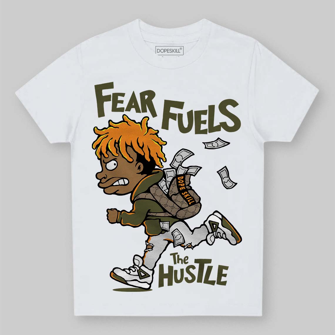 Olive Collection DopeSkill Toddler Kids T-shirt Fear Fuels The Hustle Graphic
