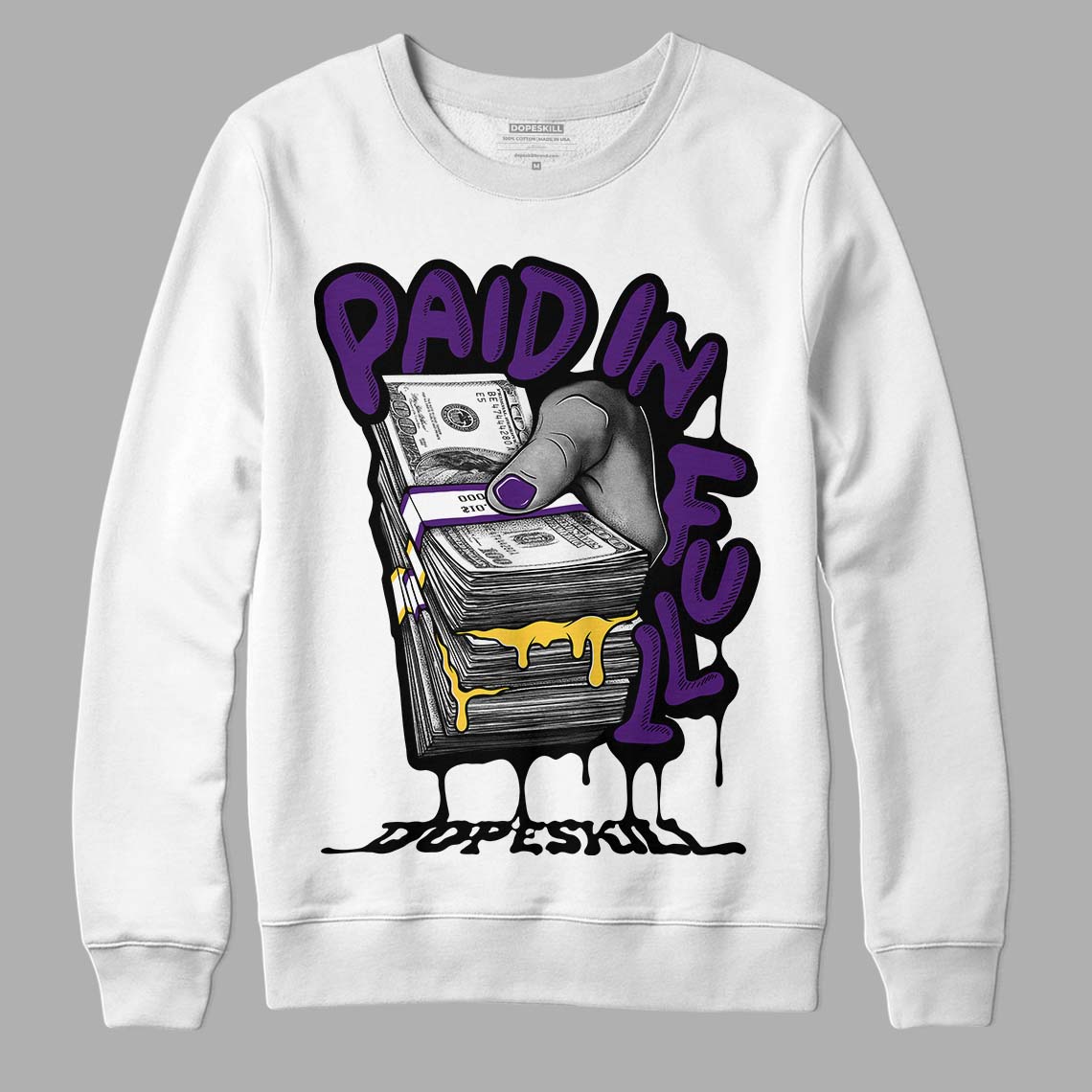 Field Purple 12s DopeSkill Sweatshirt Paid In Full Graphic