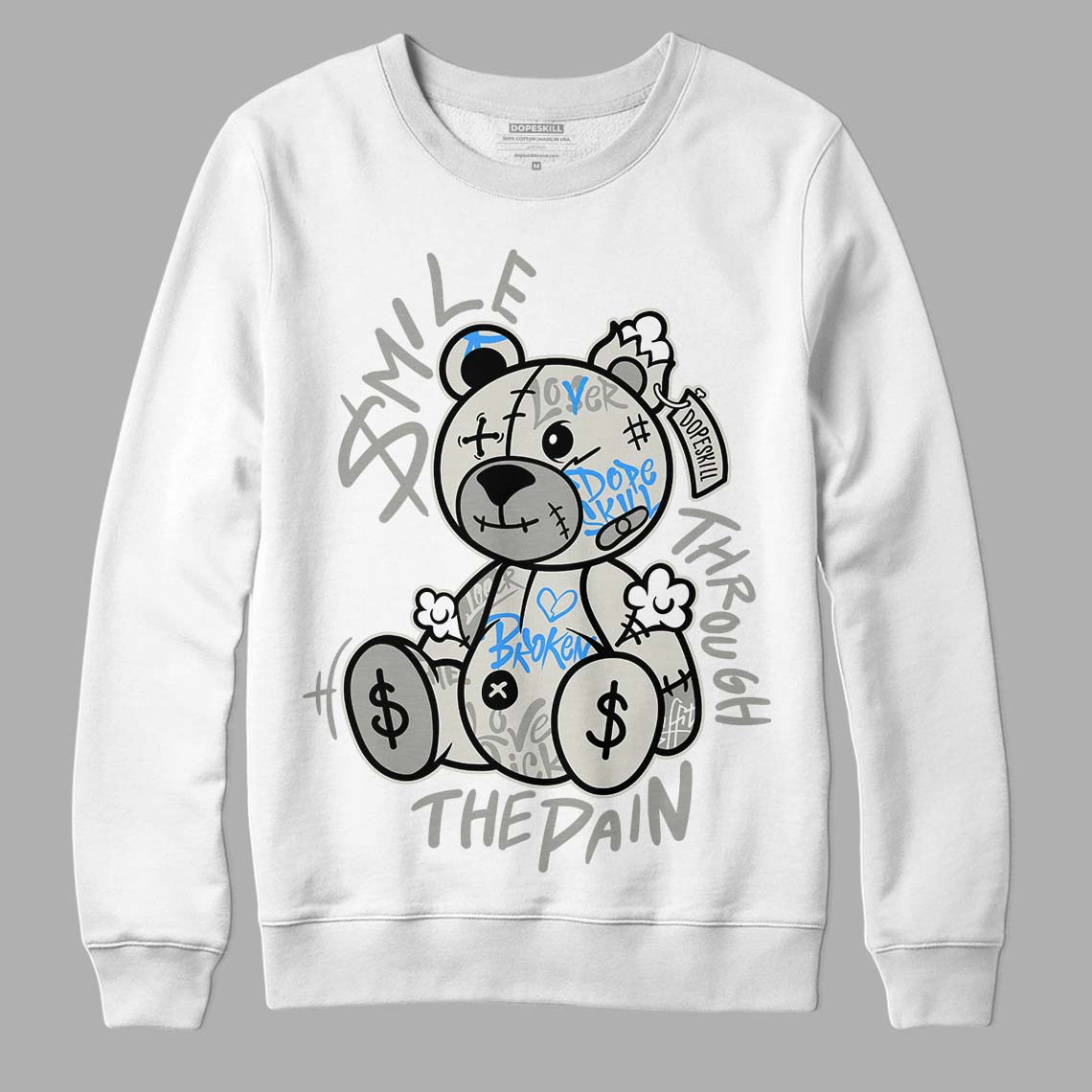 AJ 4 Military Black DopeSkill Sweatshirt Smile Through The Pain Graphic
