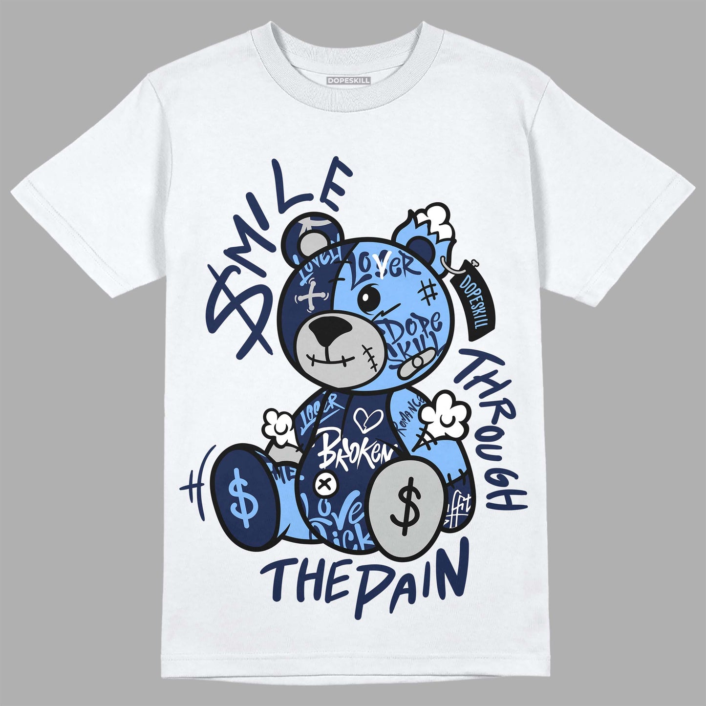 Midnight Navy 5s DopeSkill T-Shirt Smile Through The Pain Graphic