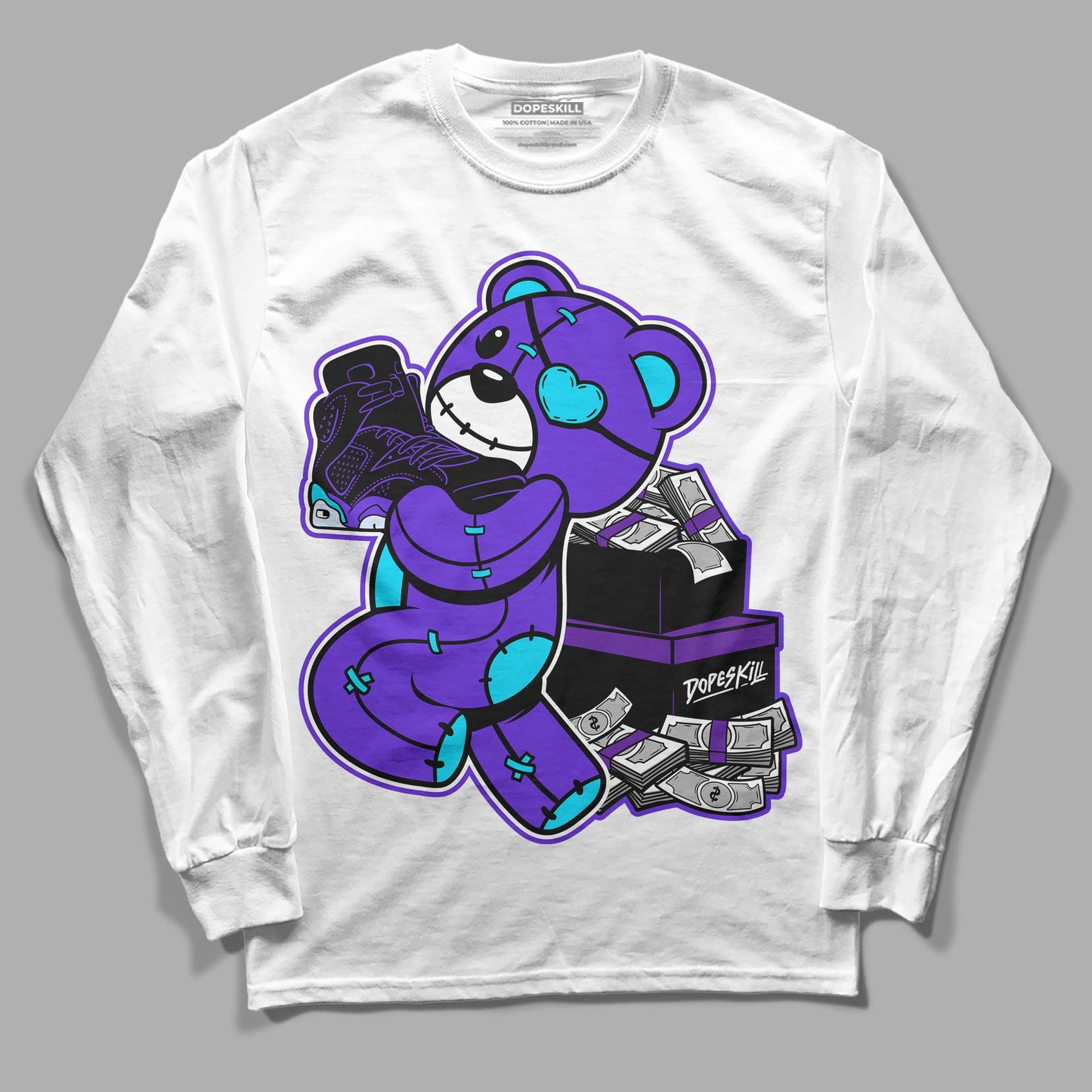 Aqua 6s DopeSkill Long Sleeve T-Shirt Bear Steals Sneaker Graphic