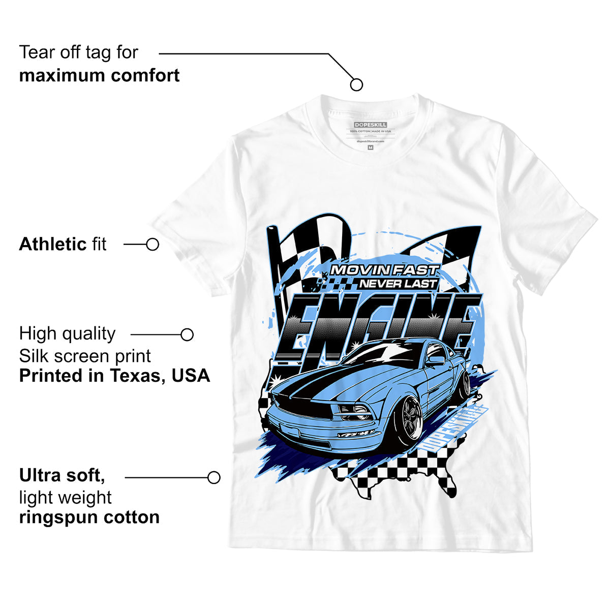 AJ 6 University Blue DopeSkill T-Shirt ENGINE Tshirt Graphic