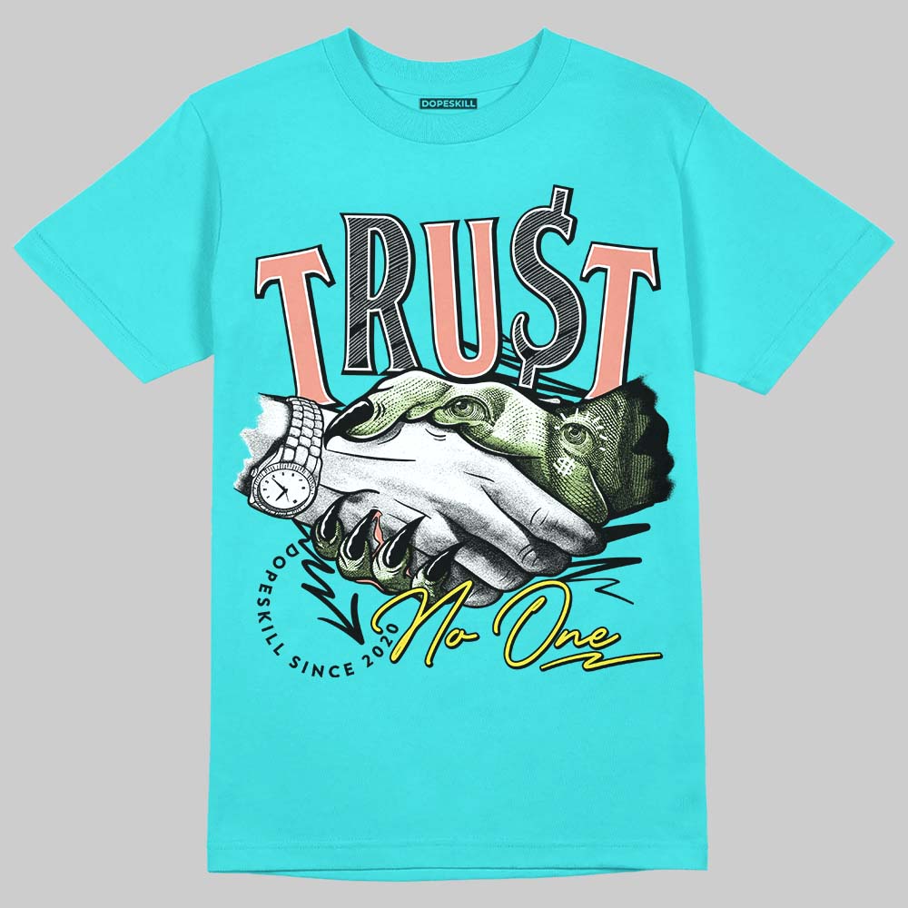 Cyan Burst 9060 DopeSkill Virtual Blue T-Shirt Trust No One Graphic