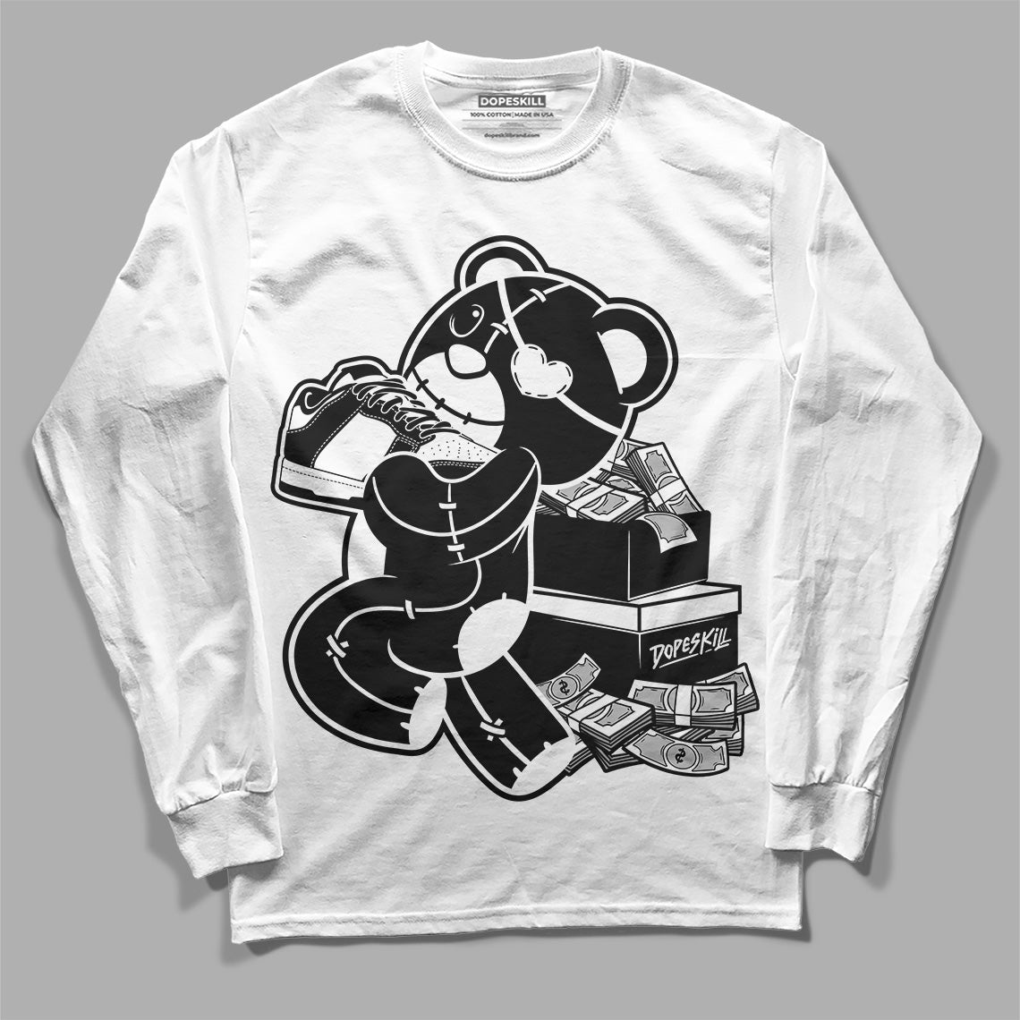 Panda White Black Dunk Low DopeSkill Long Sleeve T-Shirt Bear Steals Sneaker Graphic