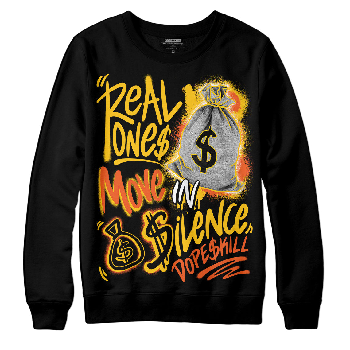 Yellow Collection DopeSkill Sweatshirt Real Ones Move In Silence Graphic