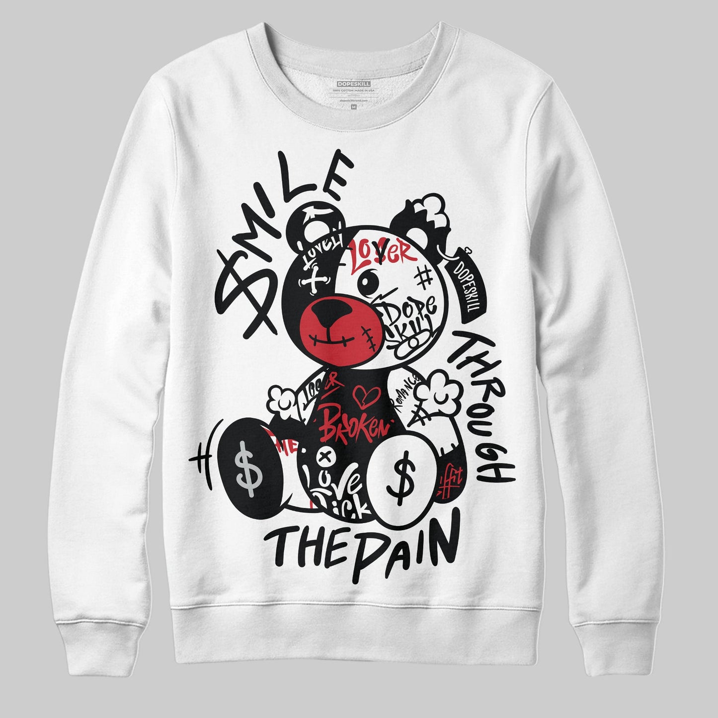 Bred Velvet 11s DopeSkill Sweatshirt Smile Through The Pain Graphic