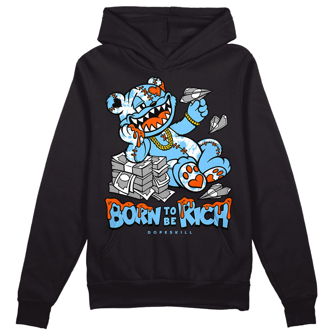 Dunk Futura University Blue DopeSkill Hoodie Sweatshirt Born To Be Rich Graphic
