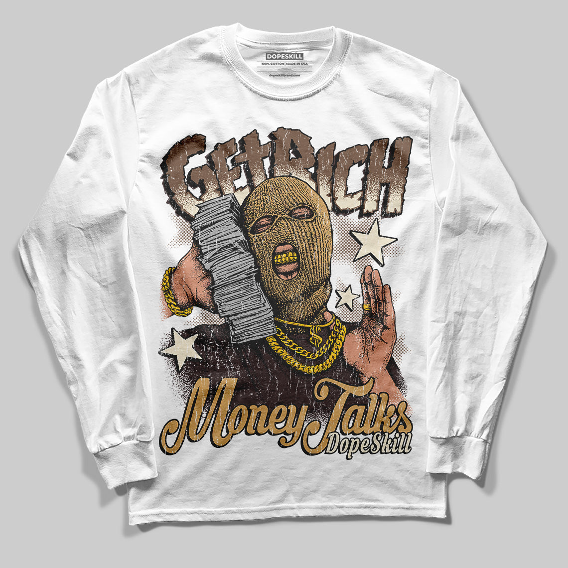 Earth 5s DopeSkill Long Sleeve T-Shirt Get Rich Graphic