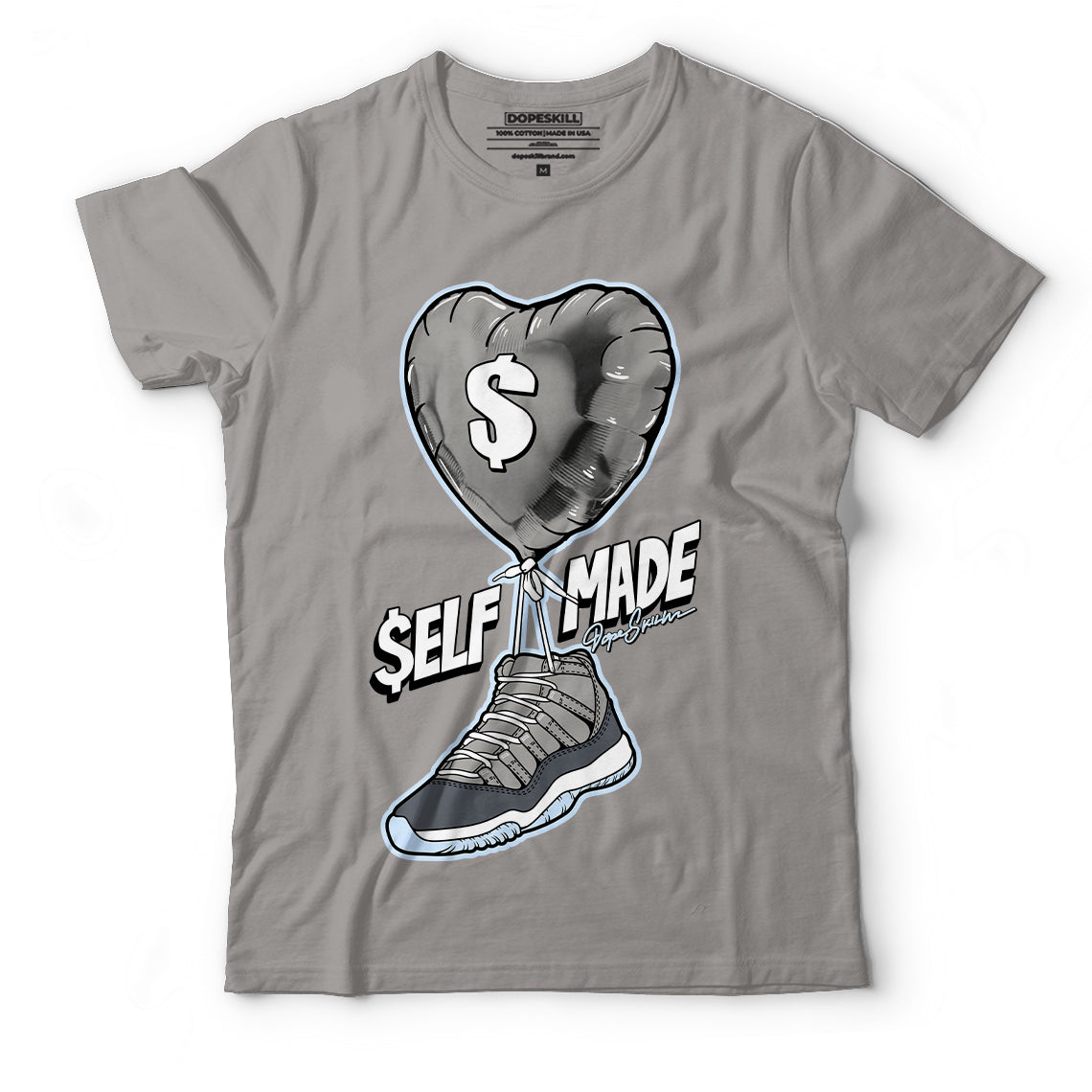 AJ 11 Cool Grey DopeSkill Grey T-shirt Self Made Graphic