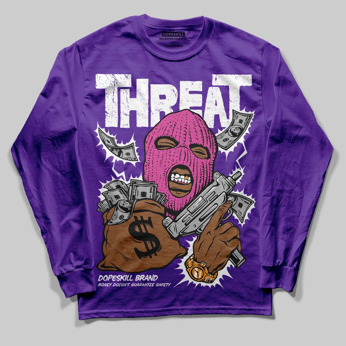 PURPLE Collection DopeSkill Long Sleeve T-Shirt Under Threat Graphic