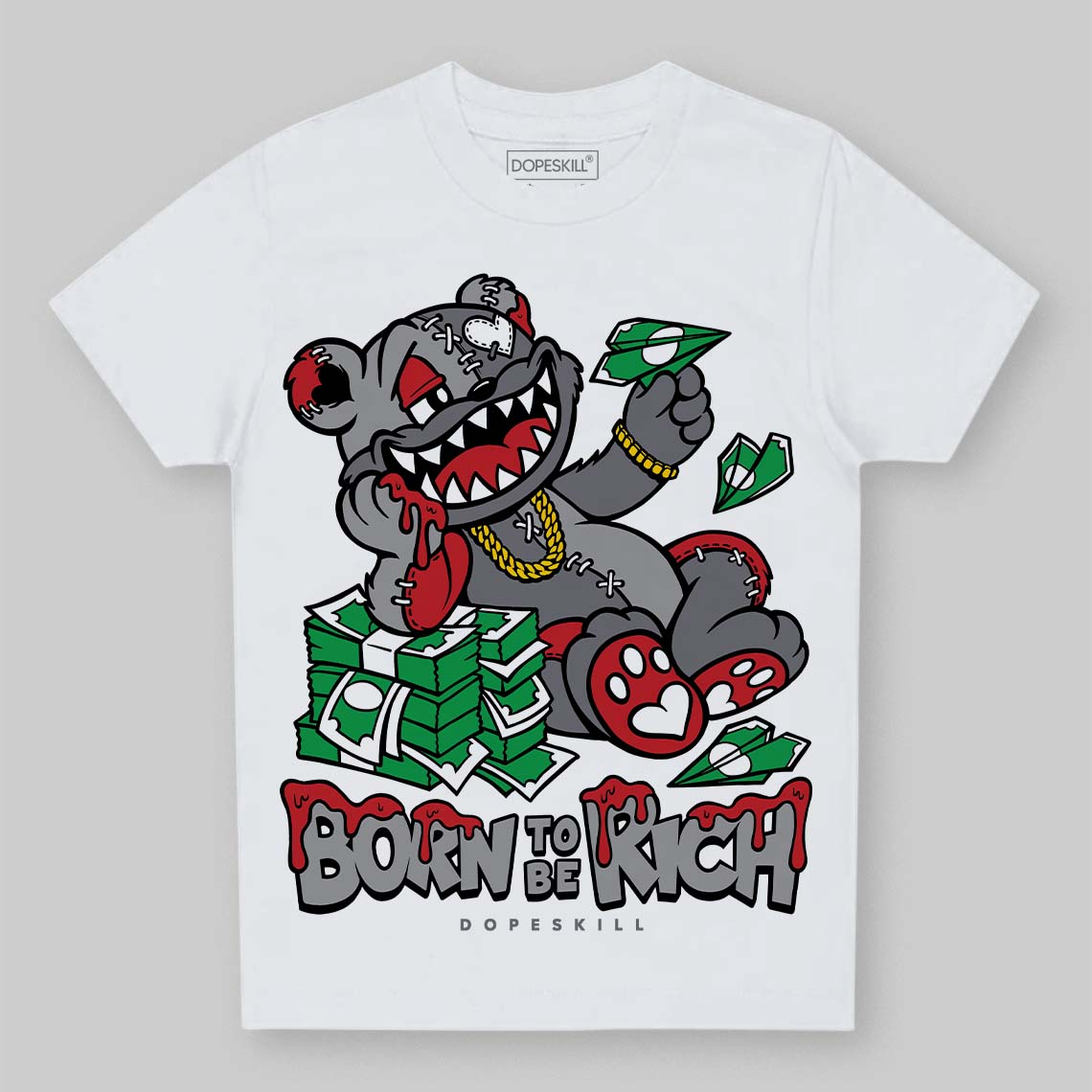 Cement Grey 3s DopeSkill Toddler Kids T-shirt Born To Be Rich Graphic