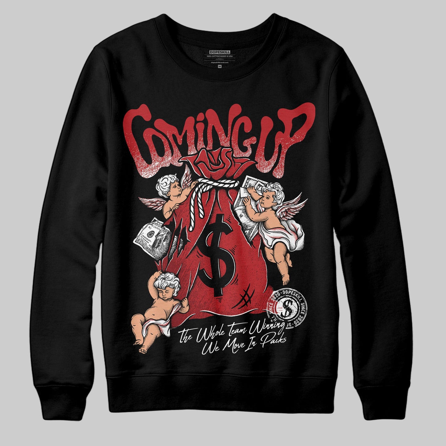 Flu Game 12s DopeSkill Sweatshirt Money Bag Coming Up Graphic