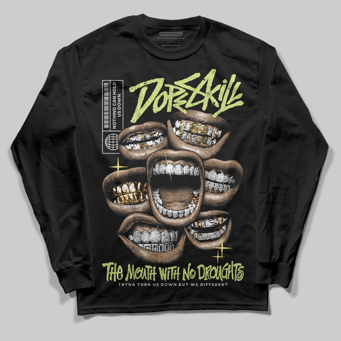 Light Lemon Twist 4s DopeSkill Long Sleeve T-Shirt The Mouth With No Droughts Graphic