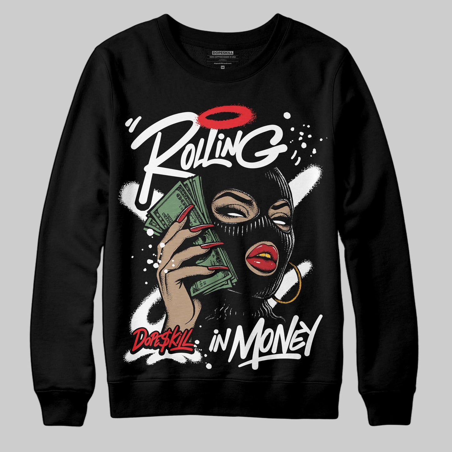 Black and White Collection DopeSkill Sweatshirt Rolling in Money Graphic