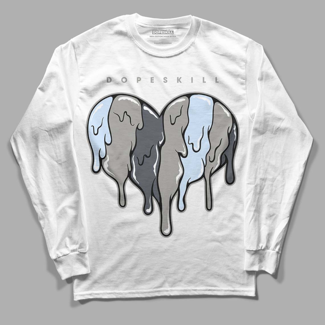 Cool Grey 6s DopeSkill Long Sleeve T-Shirt Slime Drip Heart Graphic