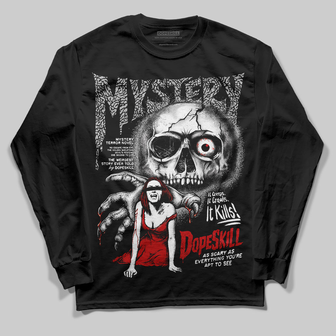 Black Cement 3s DopeSkill Long Sleeve T-Shirt Mystery Ghostly Grasp Graphic