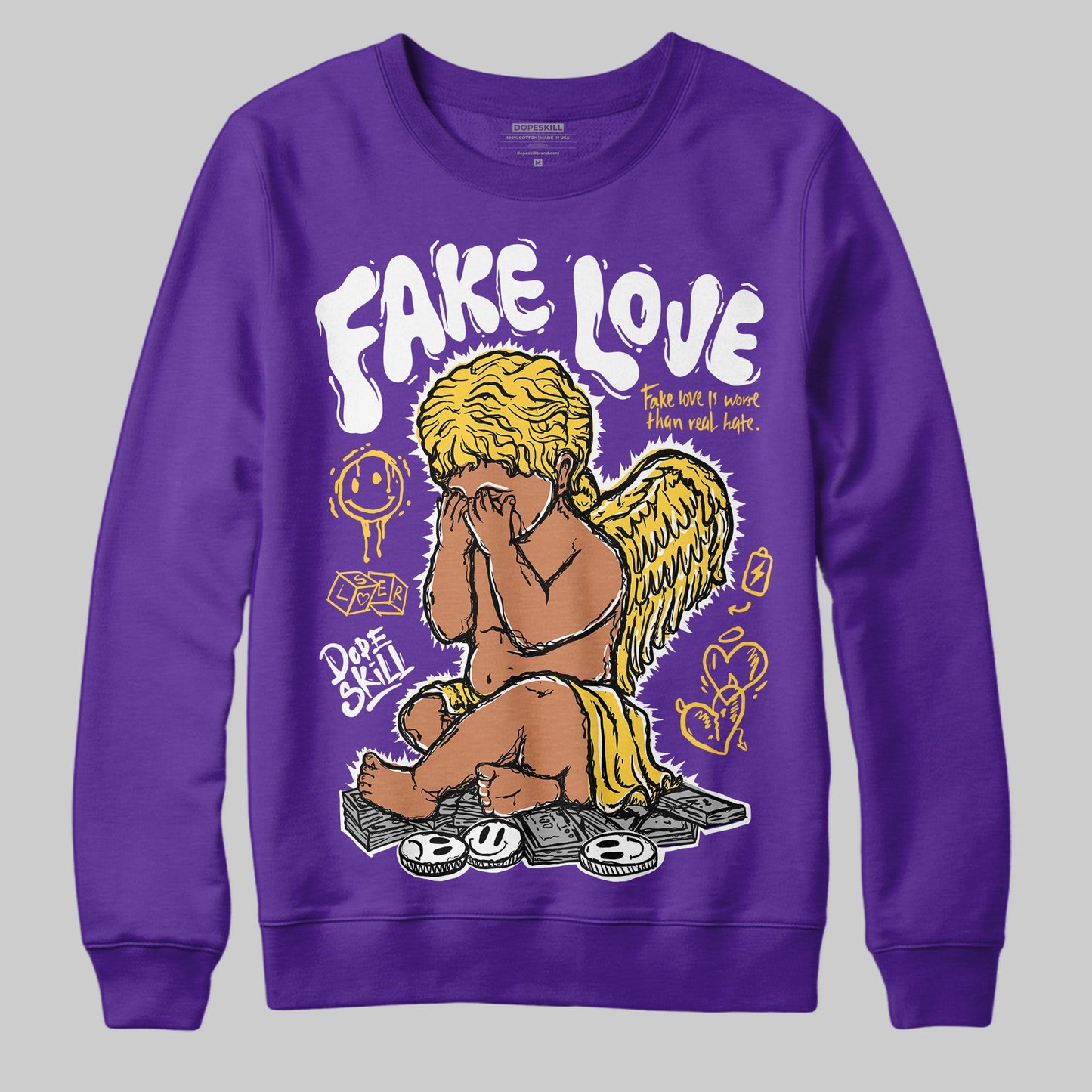 Field Purple 12s DopeSkill Purple Sweatshirt False Love Graphic