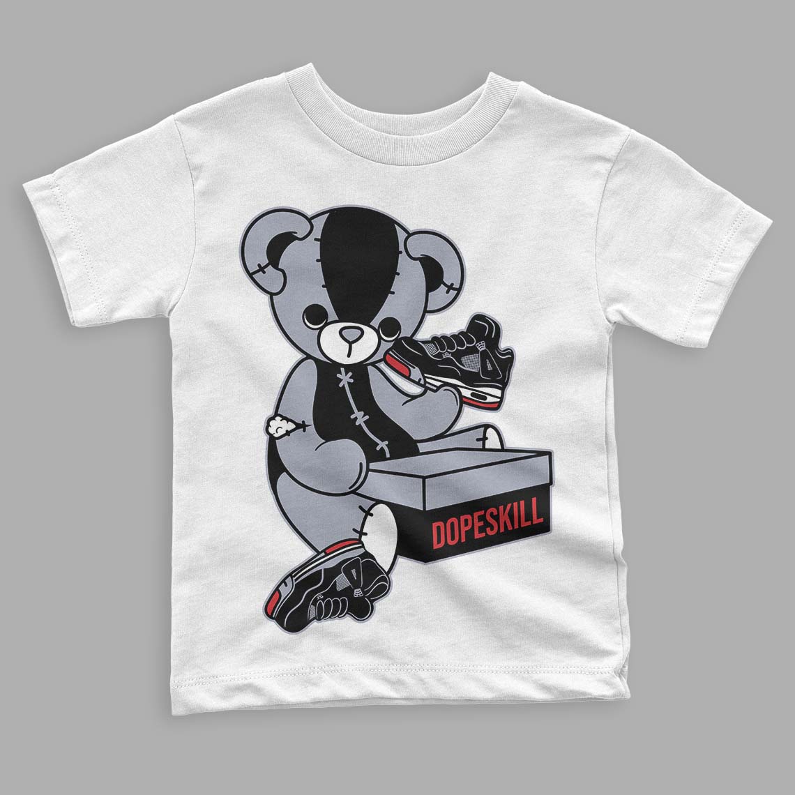 Bred Reimagined 4s DopeSkill Toddler Kids T-shirt Sneakerhead BEAR Graphic