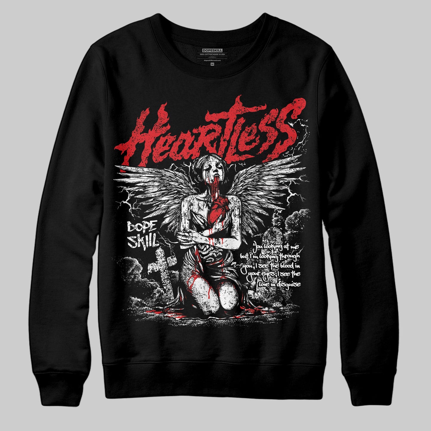 Red Cement 4S DopeSkill Sweatshirt Heartless Graphic