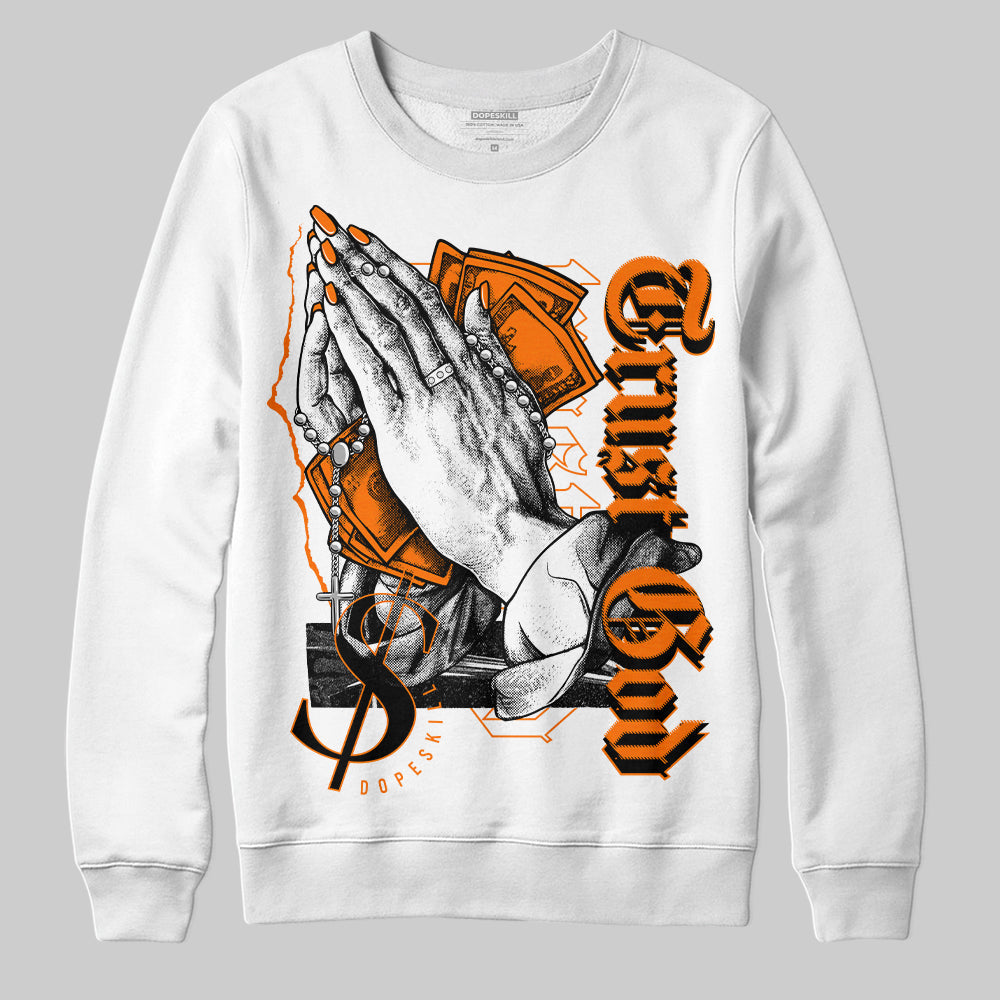 Dunk Low Magma Orange DopeSkill Sweatshirt Trust God Graphic