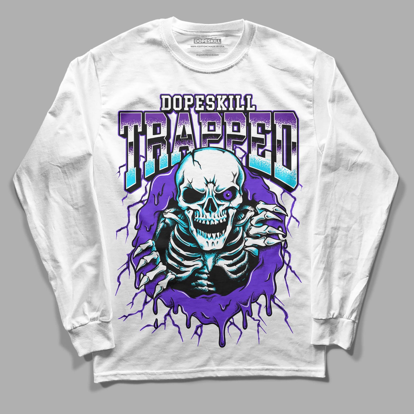 Aqua 6s DopeSkill Long Sleeve T-Shirt Trapped Halloween Graphic