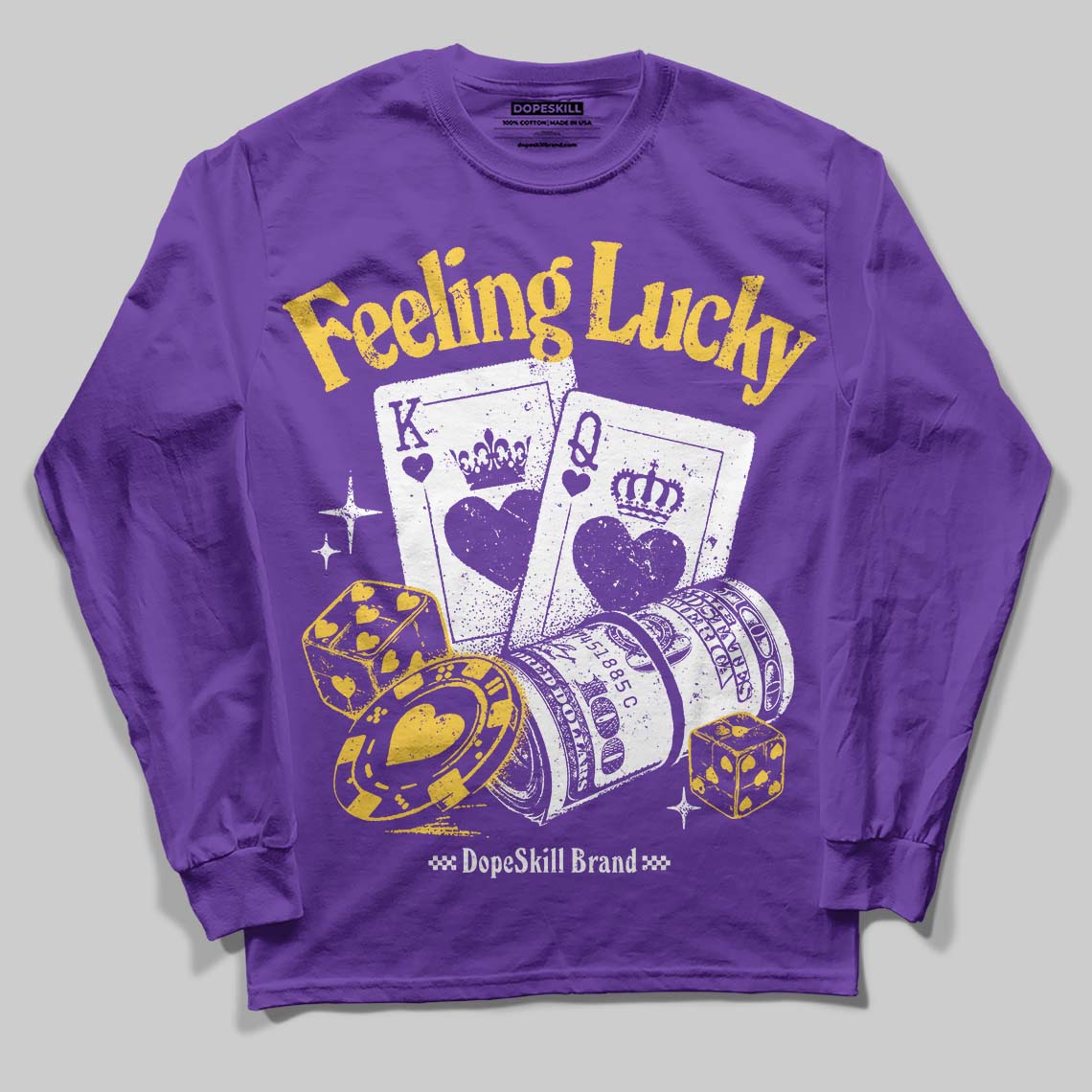 PURPLE Collection DopeSkill Long Sleeve T-Shirt Feeling Lucky Graphic