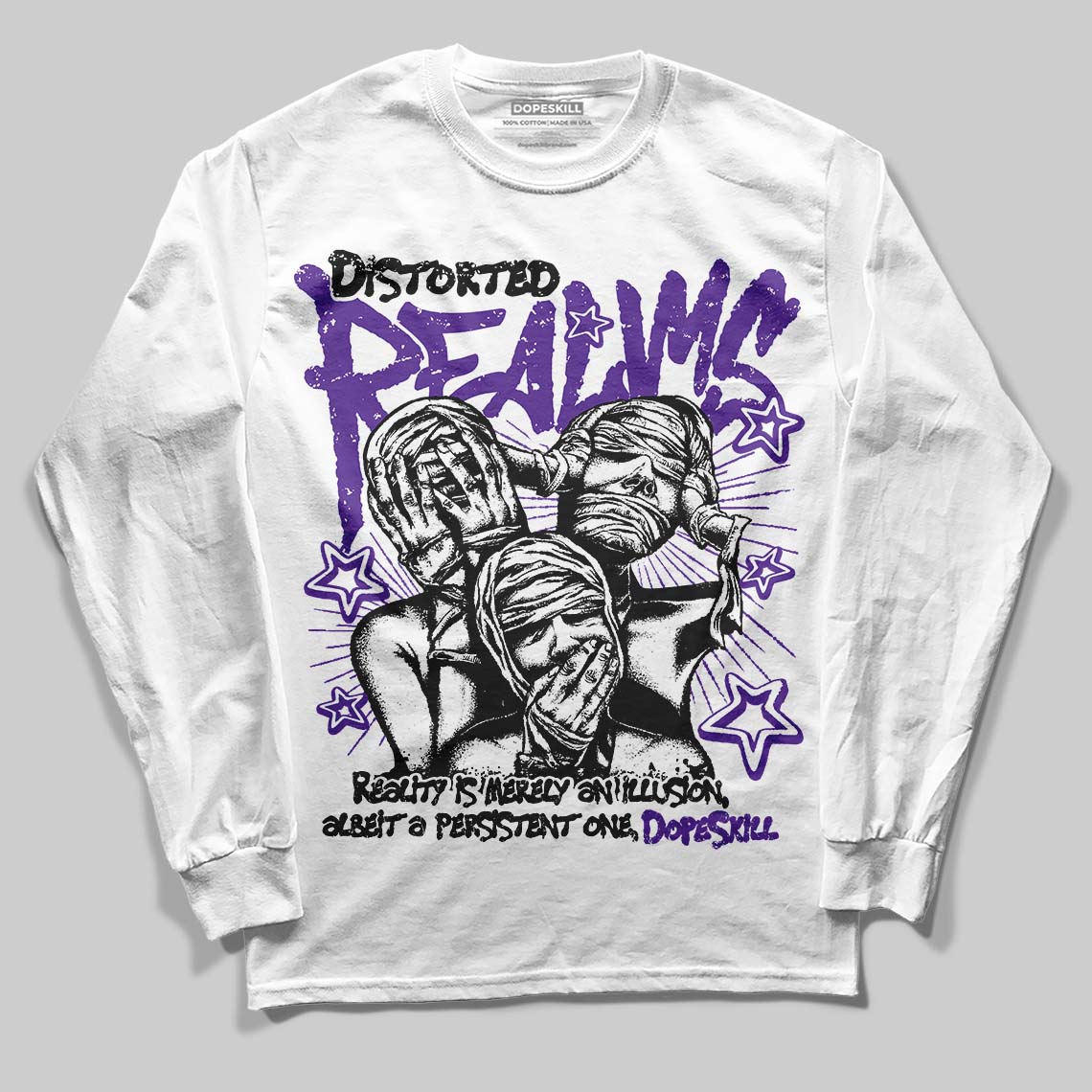 PURPLE Collection DopeSkill Long Sleeve T-Shirt Distorted Realms Graphic