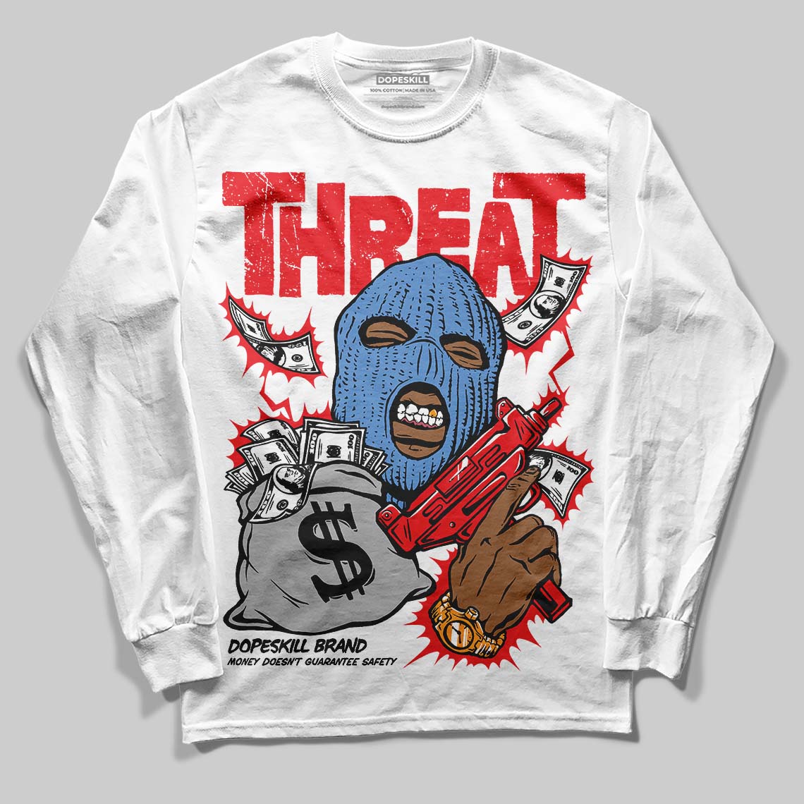 Cherry 11s DopeSkill Long Sleeve T-Shirt Under Threat Graphic