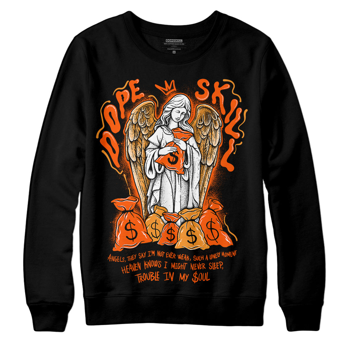 Brilliant Orange 12s DopeSkill Sweatshirt Angels Graphic