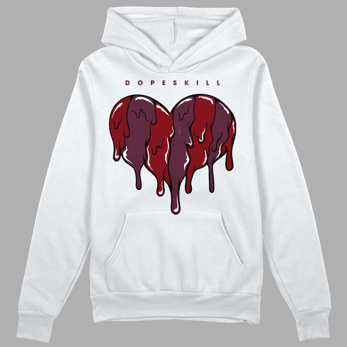 Burgundy 5s DopeSkill Hoodie Sweatshirt Slime Drip Heart Graphic