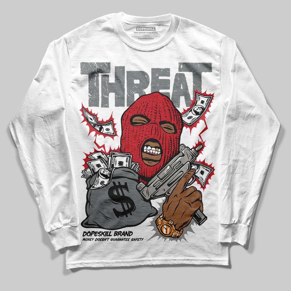 Cool Grey 9s DopeSkill Long Sleeve T-Shirt Under Threat Graphic