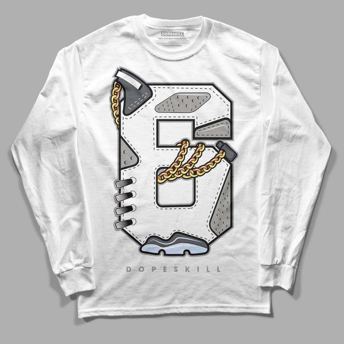 Cool Grey 6s DopeSkill Long Sleeve T-Shirt Number No.6 Graphic