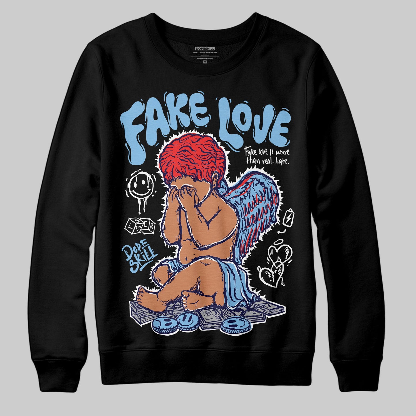 University Blue Collection DopeSkill Sweatshirt False Love Graphic